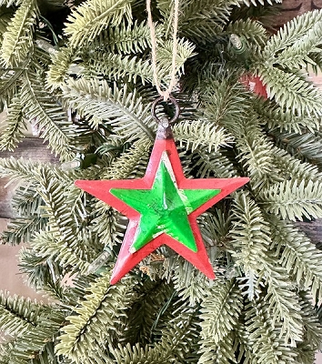 Star Ornament Recycled Metal Art 3.25